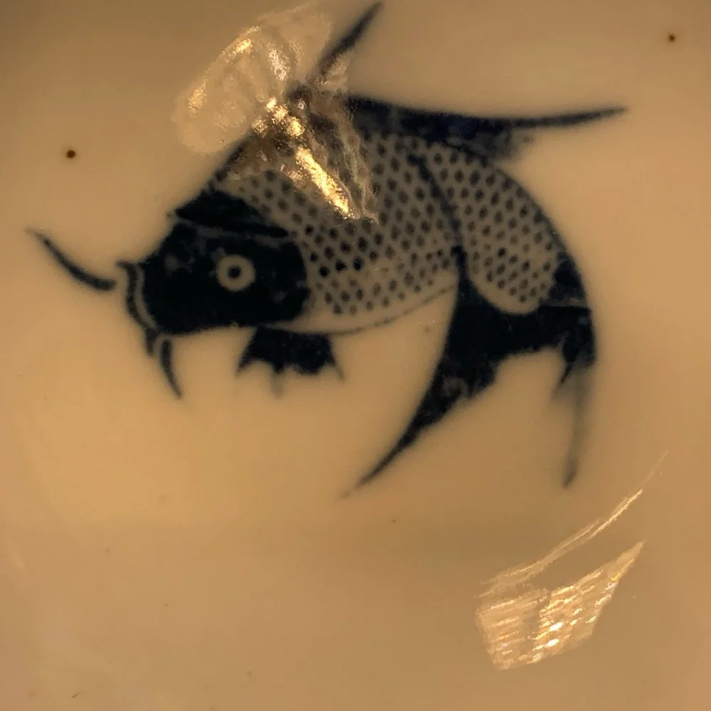 Ceramic Fish Blue White Design Sauce Bowl Set of 2